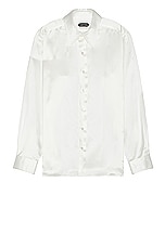 TOM FORD Silk Charmeuse Slim Fit Shirt in Silk White, view 1, click to view large image.