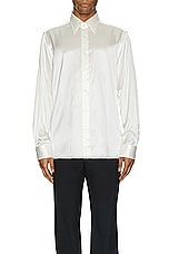 TOM FORD Silk Charmeuse Slim Fit Shirt in Silk White, view 3, click to view large image.