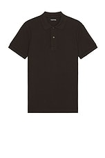 TOM FORD Tennis Piquet Short Sleeve Polo in Dark Brown, view 1, click to view large image.