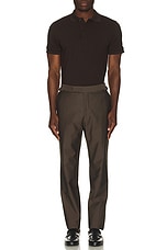 TOM FORD Tennis Piquet Short Sleeve Polo in Dark Brown, view 4, click to view large image.