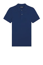TOM FORD Tennis Piquet Short Sleeve Polo in Indigo, view 1, click to view large image.