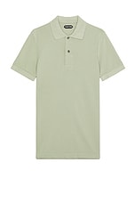 TOM FORD Tennis Piquet Short Sleeve Polo in Menthol, view 1, click to view large image.