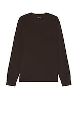 TOM FORD Long Sleeve Crew Neck in Sable Brown, view 1, click to view large image.