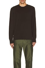 TOM FORD Long Sleeve Crew Neck in Sable Brown, view 3, click to view large image.