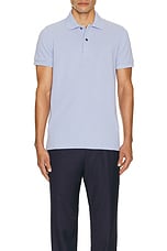 TOM FORD Tennis Piquet Short Sleeve Polo in Periwinkle, view 3, click to view large image.