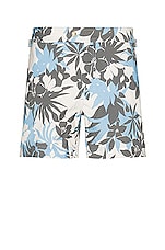 TOM FORD Tropical Swim Short in New Tropical Flower Blue On Cream, view 1, click to view large image.