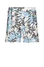 TOM FORD Tropical Swim Short in New Tropical Flower Blue On Cream, view 2, click to view large image.