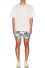 TOM FORD Tropical Swim Short in New Tropical Flower Blue On Cream, view 5, click to view large image.
