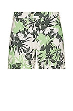 TOM FORD Tropical Swim Short in New Tropical Flower Green On Cream, view 1, click to view large image.