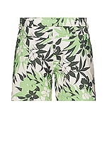TOM FORD Tropical Swim Short in New Tropical Flower Green On Cream, view 2, click to view large image.