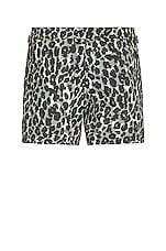 TOM FORD Printed Poplin Swim Short in Grey Leopard, view 2, click to view large image.