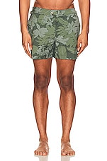 TOM FORD Orchid Camo Swim Short in Green, view 3, click to view large image.