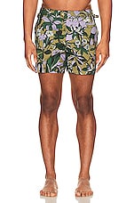 TOM FORD Jungle Floral Swim Shorts in Jungle Floral Green, view 3, click to view large image.