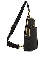TOM FORD Small Grain Calf Smooth Calf Leather Buckley Sling Backpack in Black, view 3, click to view large image.