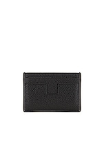 TOM FORD Soft Grain Leather T Line Classic Card Holder in Black, view 2, click to view large image.