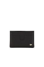 TOM FORD Small Grain Calf T Line Classic Card Holder in Black, view 1, click to view large image.