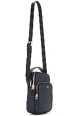 TOM FORD Double Zip Messenger Bag in Midnight Blue & Black, view 3, click to view large image.