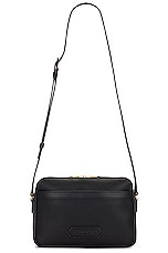 TOM FORD Leather Small Messenger in Black, view 1, click to view large image.