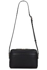 TOM FORD Leather Small Messenger in Black, view 2, click to view large image.