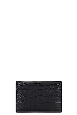 TOM FORD Printed Croc T Line Cardholder in Black, view 2, click to view large image.