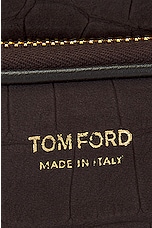 TOM FORD Stamped Croc Small Double Zip Messenger in Fango, view 6, click to view large image.