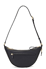 TOM FORD Smooth Grain Leather &amp; Smooth Leather Zip Crescent Bag in Black, view 2, click to view large image.