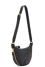 TOM FORD Smooth Grain Leather &amp; Smooth Leather Zip Crescent Bag in Black, view 3, click to view large image.