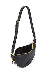 TOM FORD Smooth Grain Leather &amp; Smooth Leather Zip Crescent Bag in Black, view 4, click to view large image.