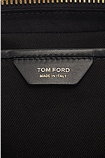 TOM FORD Smooth Grain Leather &amp; Smooth Leather Zip Crescent Bag in Black, view 6, click to view large image.