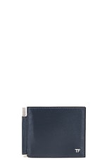 TOM FORD T Line Money Clip Wallet in Denim Blue, view 1, click to view large image.