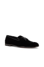 TOM FORD Velvet Loafer in Black, view 2, click to view large image.