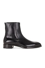 TOM FORD Burnished Leather Ankle Boot in Black, view 1, click to view large image.