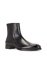 TOM FORD Burnished Leather Ankle Boot in Black, view 2, click to view large image.