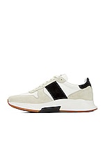 TOM FORD Suede + Technical Material Low Top Sneakers in Marble, Black, & White, view 5, click to view large image.