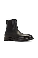TOM FORD Small Grain Leather Ankle Boots in Black, view 2, click to view large image.
