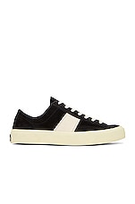 TOM FORD Suede Low Top Sneaker in Black, Beige & Cream, view 1, click to view large image.