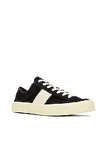 TOM FORD Suede Low Top Sneaker in Black, Beige & Cream, view 2, click to view large image.
