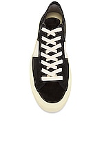 TOM FORD Suede Low Top Sneaker in Black, Beige & Cream, view 4, click to view large image.