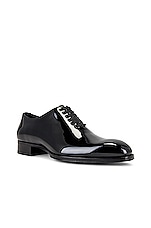 TOM FORD Elkan Patent Evening Lace Up in Black, view 2, click to view large image.
