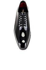 TOM FORD Elkan Patent Evening Lace Up in Black, view 4, click to view large image.