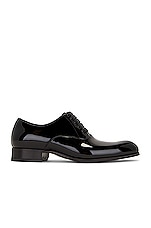 TOM FORD Patent Lace Up Derby in Black, view 1, click to view large image.