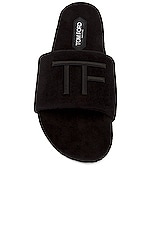 TOM FORD Towelling Sandal in Black, view 4, click to view large image.