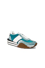 TOM FORD Low Top Sneakers in Sage Green & Cream, view 2, click to view large image.
