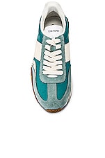 TOM FORD Low Top Sneakers in Sage Green & Cream, view 4, click to view large image.