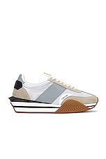 TOM FORD James Sneaker in Silver & Cream, view 1, click to view large image.