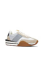 TOM FORD James Sneaker in Silver & Cream, view 2, click to view large image.