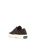 TOM FORD Suede Cambridge Sneaker in Mocha & Cream, view 3, click to view large image.