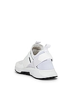 TOM FORD Alcantra &amp; Neoprene Jago Sneakers in White, view 3, click to view large image.