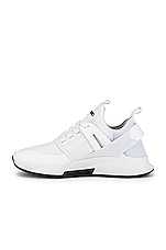 TOM FORD Alcantra &amp; Neoprene Jago Sneakers in White, view 5, click to view large image.