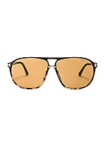 TOM FORD Bruce Sunglasses in Shiny Tokyo Tortoise & Black, view 1, click to view large image.